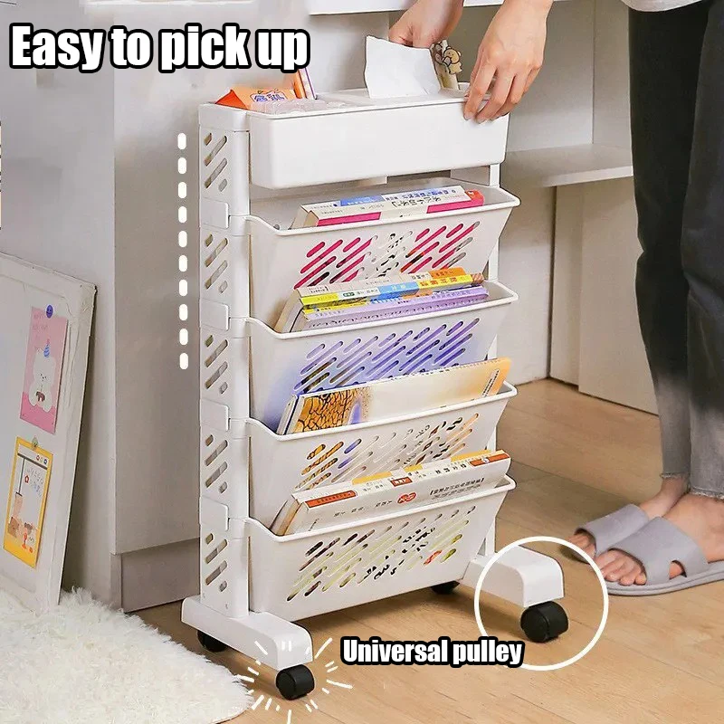 

Storage Rack Book Storage Organization Rack Multifunctional Movable Storage Rack Floor to Floor Multi-layer Bookshelf Small Cart