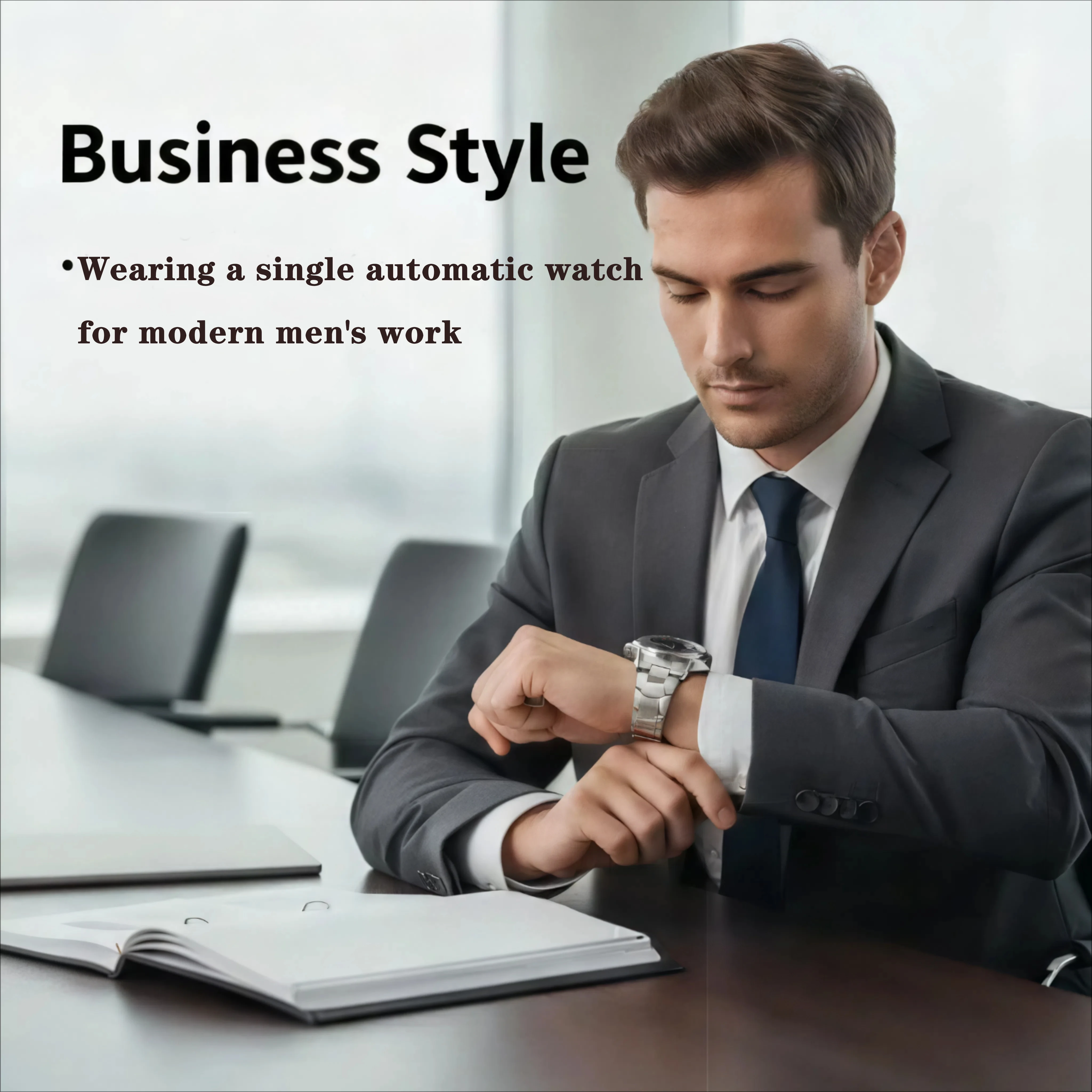 Herren Automatikuhr Business Datum Mechanische Uhren Wasserdicht Edelstahl Leuchtend Minimalistisch Geschenk für Sie – Detail 3
