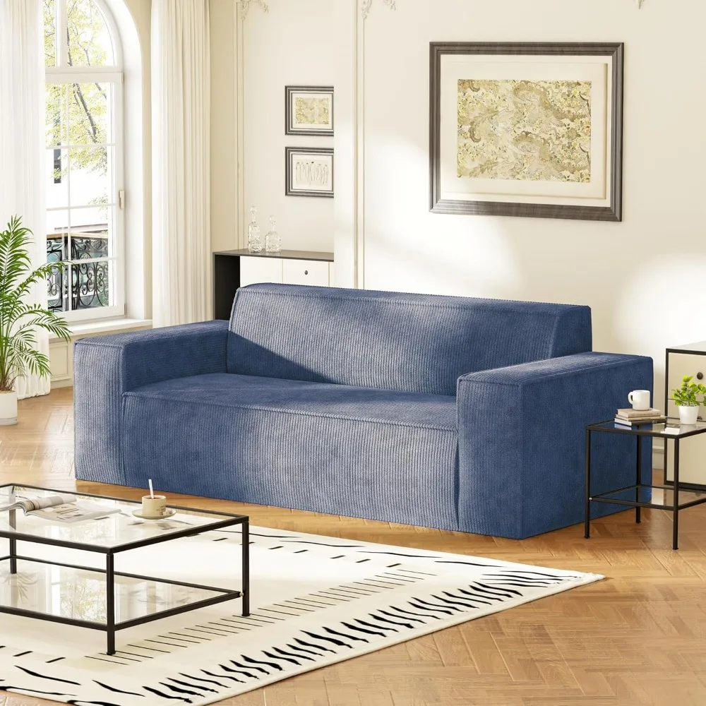 

Sofa, Memory Foam 3-seater Couch, No Installation & Easy To Transport, Deep Seat Modern Sofa With Corduroy Fabric,
