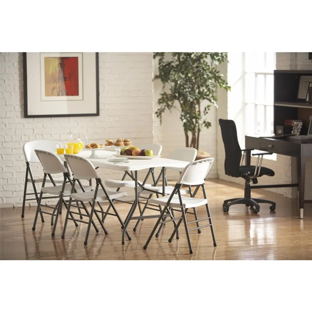 Fold-in-Half Banquet Table w/Handle, 6ft, White