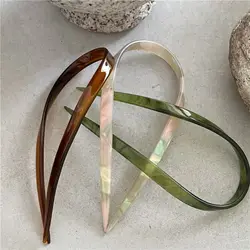 Korean U-shaped Acetate Hair Fork Hair Stick Simple Design Hairpins Women Girls Ponytail Holder Ancient Style Hair Accessories