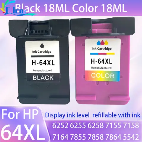 Cartouche d'encre reconditionnée pour HP 64XL, pour HP64 64XL, HP 6252 6255 6258 7155 7158 7164 7855 7858 7864