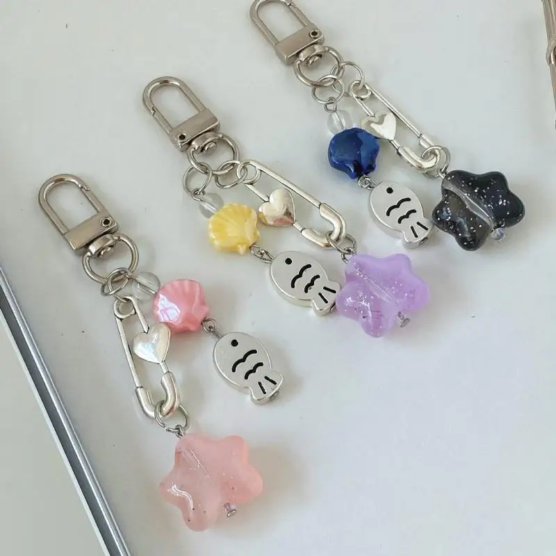 

Y2k брелок с рыбьей звездой, ремешок для телефона, креативный автомобильный брелок для ключей, сумка, подвеска, украшение для рюкзака для женщин и девочек, подарки