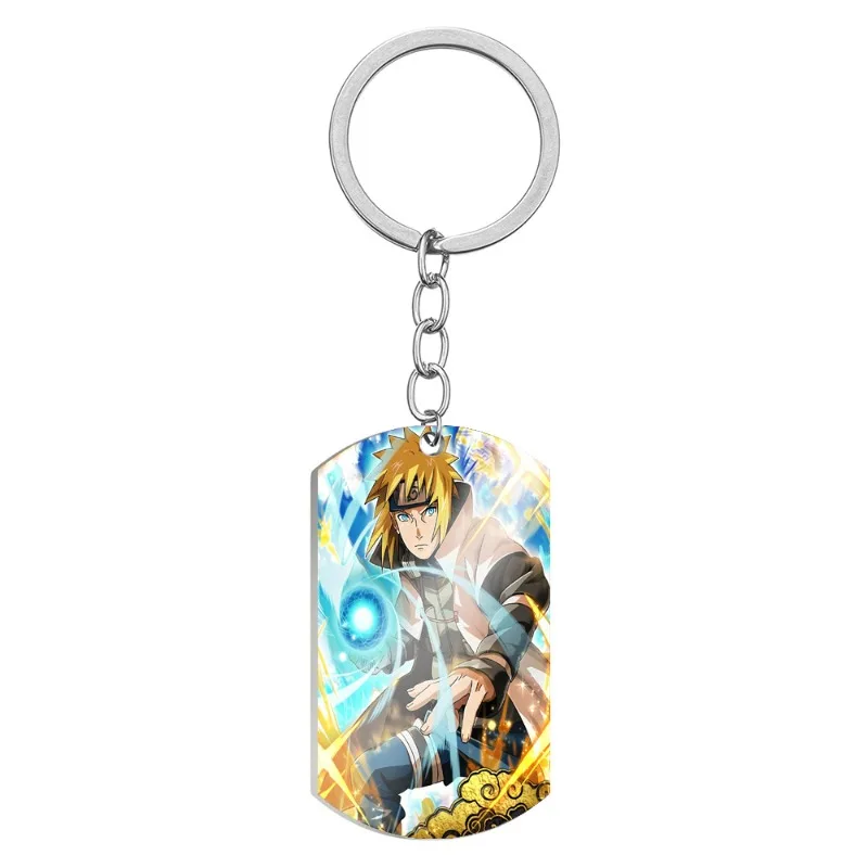 سلسلة مفاتيح ناروتو أنيمي من التيتانيوم الصلب علامة كلب عسكرية مع طباعة ملونة ملحقات تنكرية هدايا رائعة للأصدقاء