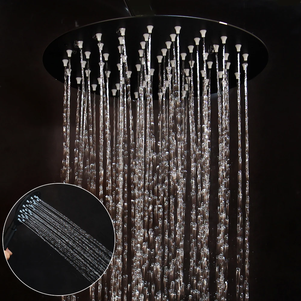 ZAPPO Matte Black Bathroom Shower Set Thermostatic Shower Systerm  Faucets Mixer with Swivel Bathtub Mixer Brass Shower Faucet