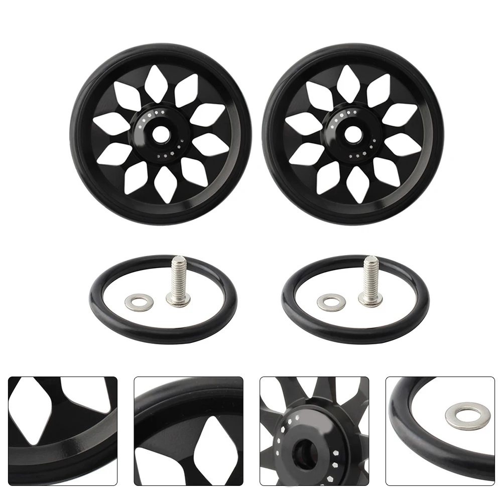 

1Set Folding Bike Easy Wheel Aluminum Alloy High Strength Scratch Resistant Smooth Riding Compatible for Brompton Cycling