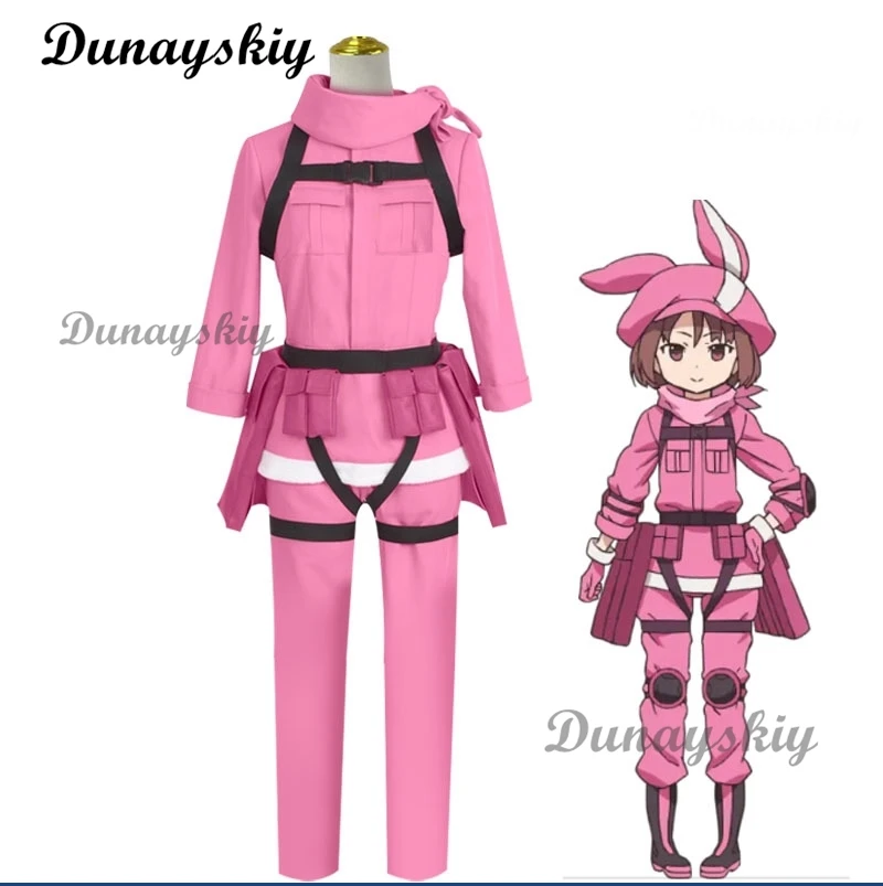 مجموعة كاملة من أزياء Gun Gale Online Llenn (Kohiruimaki Karen) - زي موحد مع معطف وسروال وشعر مستعار