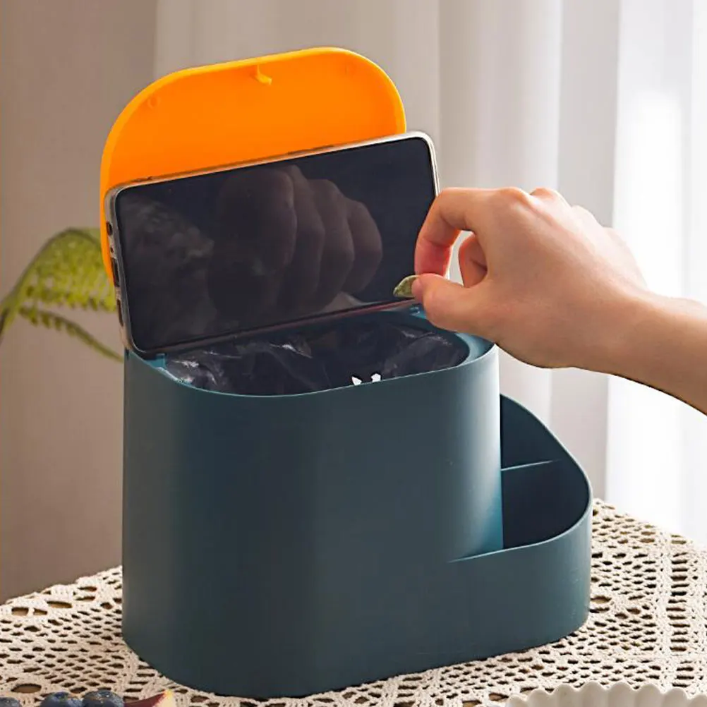 

Mini Desktop Trash Can Lovely Garbage Bin Plastic Waste Container for Table Office Bathroom High Grade Material Durability
