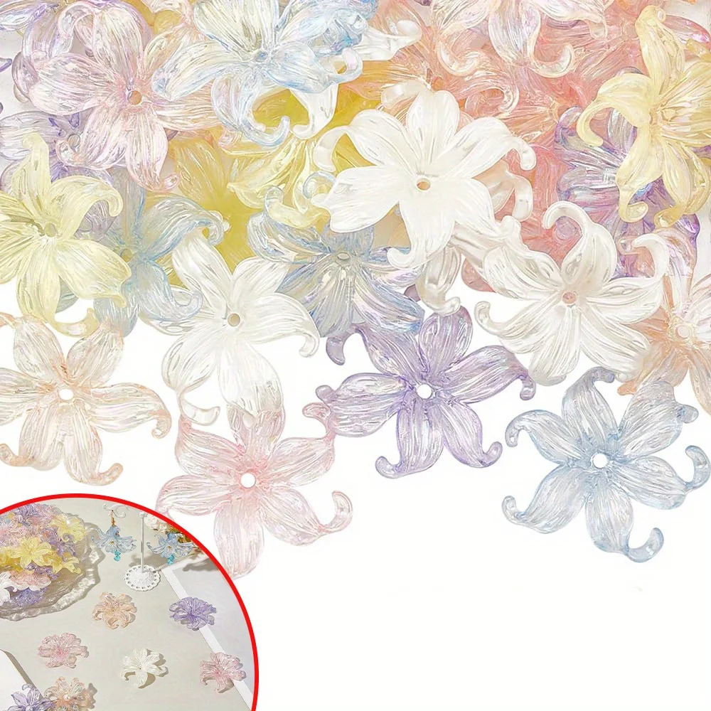 3/9/15pcs Multi-color Acrylic Flower Beads,DIY Hair Accessories, Necklaces Jewelry Accessories, Christmas, Valentine's Day Gifts