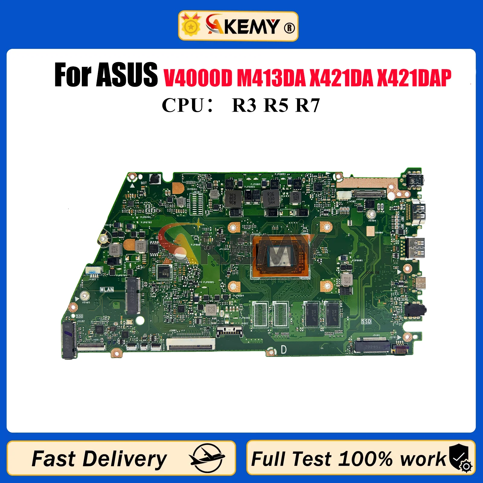 

Материнская плата для ноутбука X421DA для ASUS VivoBook X421D V4000D M413DA X421DA X421DAP с процессором R3 R5 R7, 100% тестирование, ОК, быстрая доставка