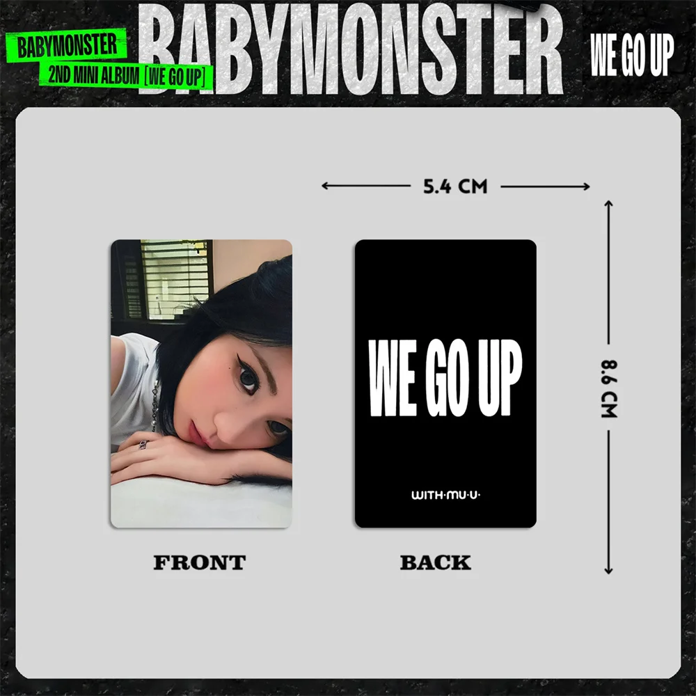 ألبوم KPOP BABYMONSTER الجديد WE GO UP بطاقات الصور مزدوجة الجانبين بطاقات LOMO اللامعة ASA AHYEON PHARITA RUKA RORA بطاقة بريدية هدية للمعجبين