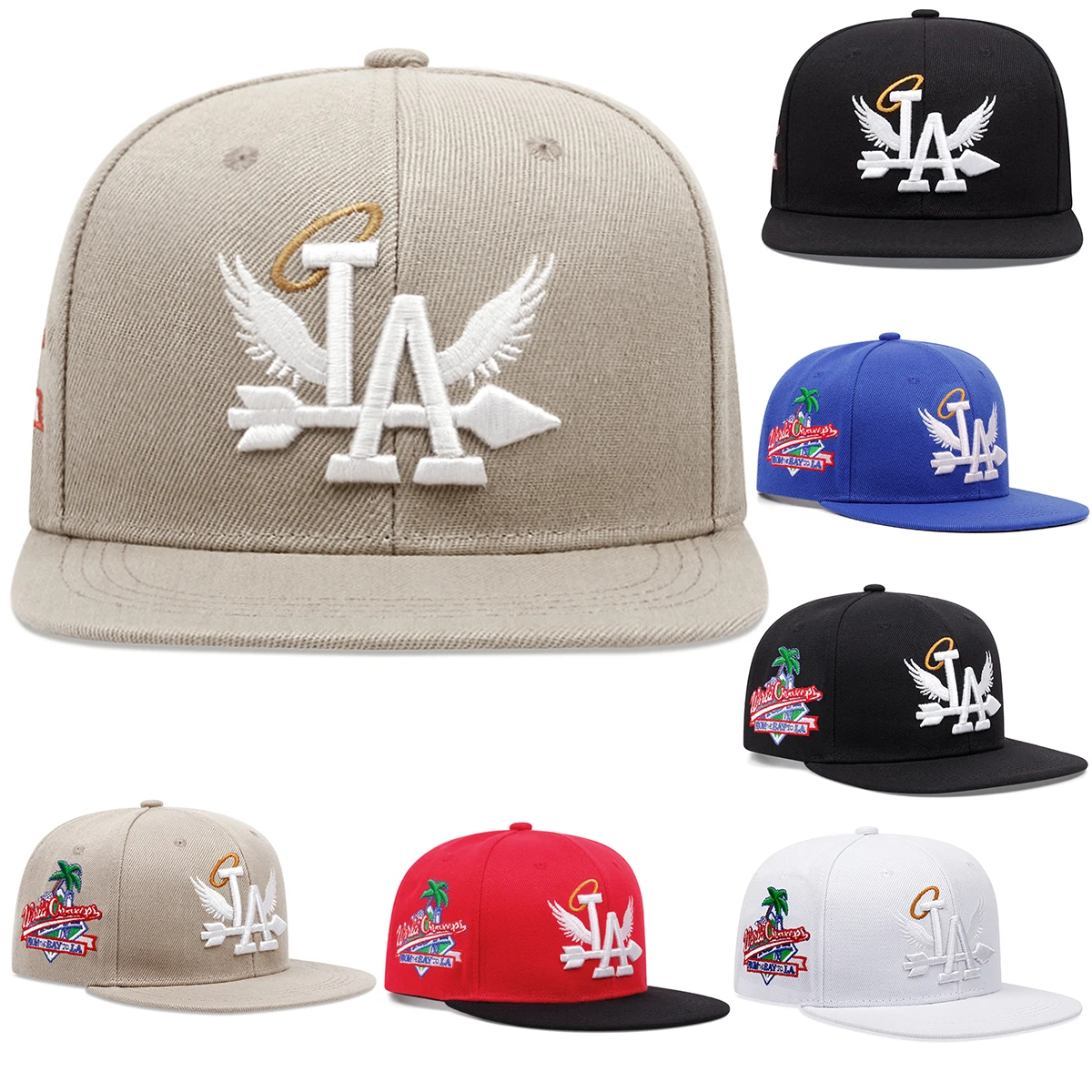 2024 nowe napisy wzór skrzydła drzewo kokosowe haft z boku moda wysokiej jakości Snapback męski uniwersalny kapelusz baseballówka w stylu Casual