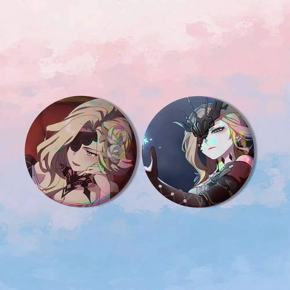 Genshin Impact La Signora Rosalyne HD Print Round Lapel Pins Pretty Derby 2 piece set Round Display Brooches Brooch Badges