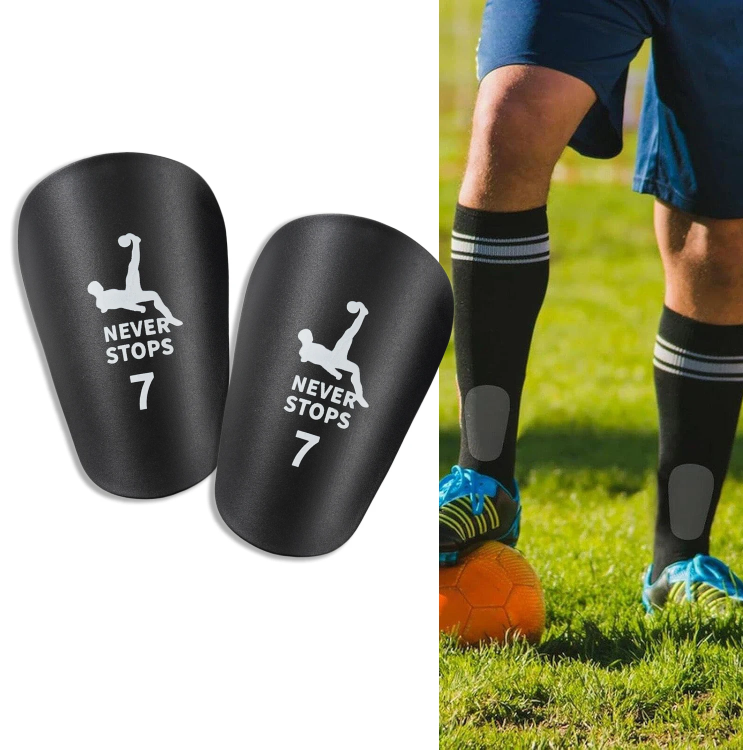 1 Pair of Mini Soccer Player Number Football Leg Guards, Adult Calf Guards, Thick Plug-In Type Anti Sports Protective Plate, Pro