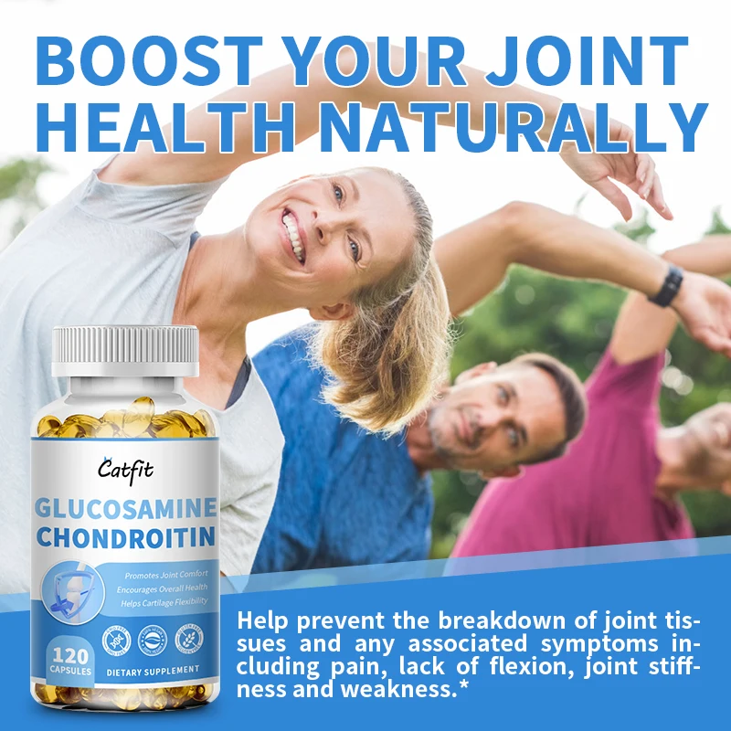 Catfit Glucosamine Chondroitin Capsules MSM Triple Strength 300 mg Comfortable for Hips Knees Joints Back Joint Diet Supplement