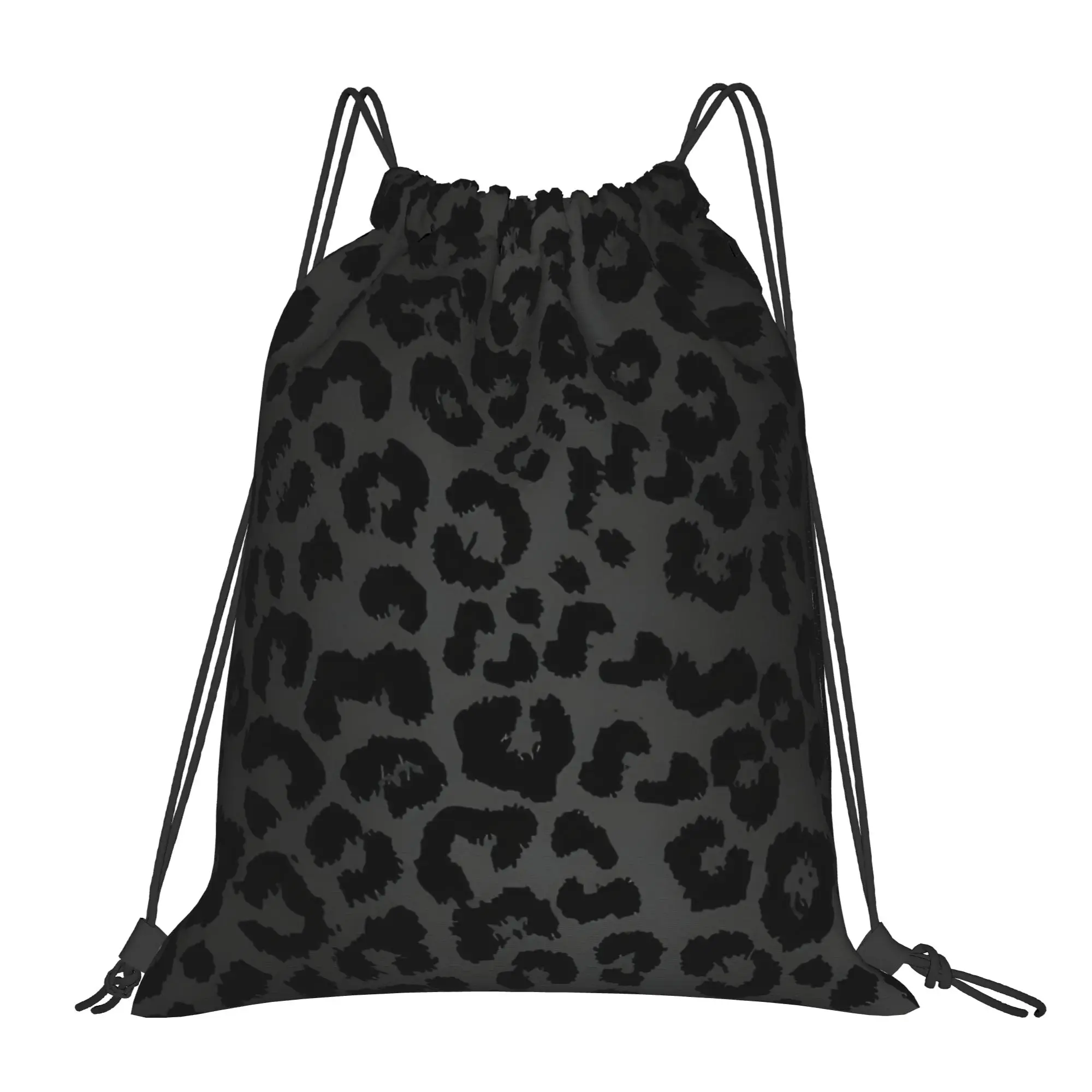 Black Leopard Cheetah Leopard Print Multi-function Pocket Men Women Storage Backpack Teenager Travel Bag Print Drawstring Bags