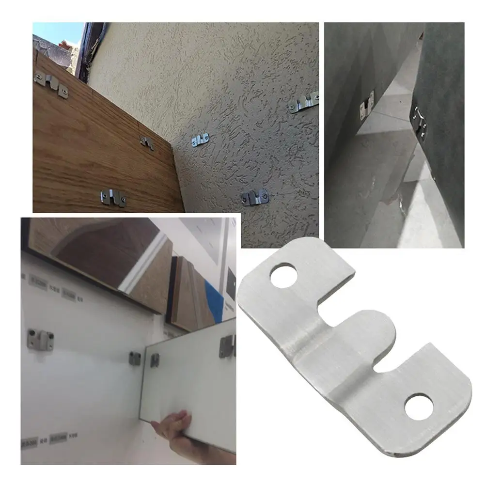 1PCS Stainless Steel Interlock Hanging Buckle Flush Wall Frame Mount Hooks Hanger Furniture Picture Display Connector Brack R7W0