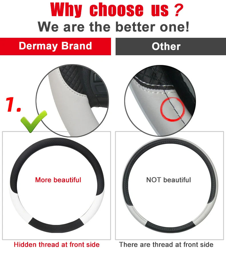 100% DERMAY Brand Leather Sport Car Steering Wheel Cover for Toyota Celica Auto Accessories