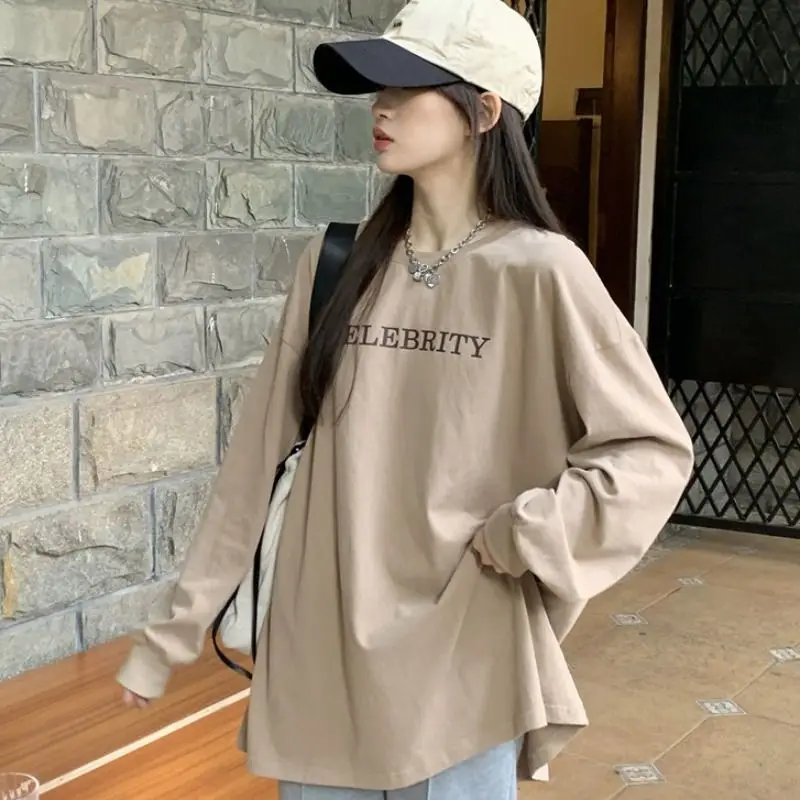 

New Fashionable and Versatile Plus Size Women's Loose Long Sleeved T-shirt Top