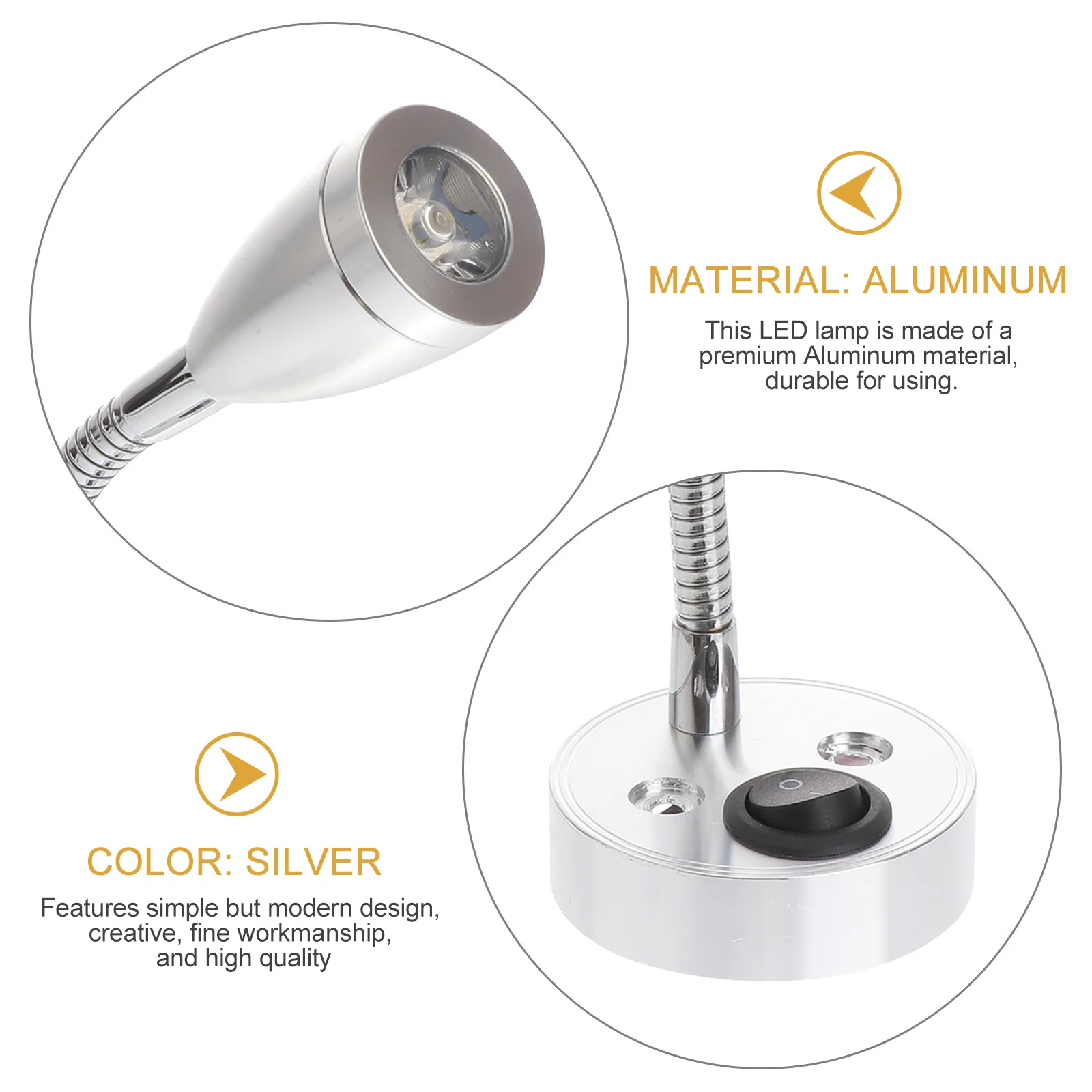 

2PCS LED Bedside Reading Spotlight Table Night Stand Wall Light Aluminum Modern Small Night Lamp RV Reading Lamp