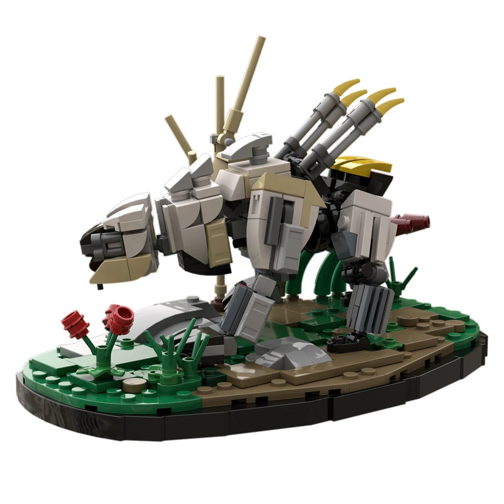 MOC Horizon Zero Dawn – blocs de construction en dents de scie avec support, jeu de film classique, modèle Animal en briques, cadeau pour enfant, jouet de décoration de bureau ﻿