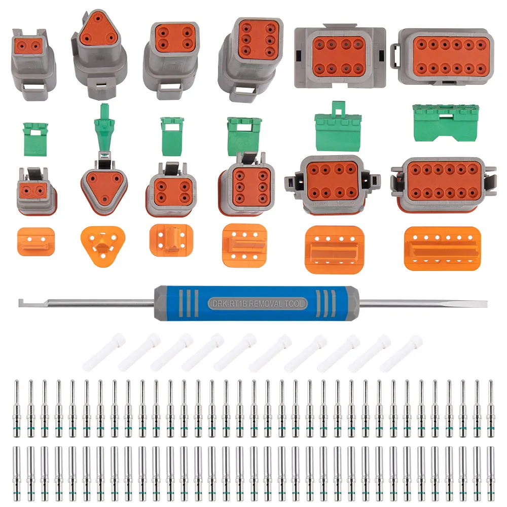 

JRready ST6328 Deutsch connector kit DT Series in 2,3,4,6,8,12 Pin Connectors,#16 Solid Contacts（14-20 AWG）