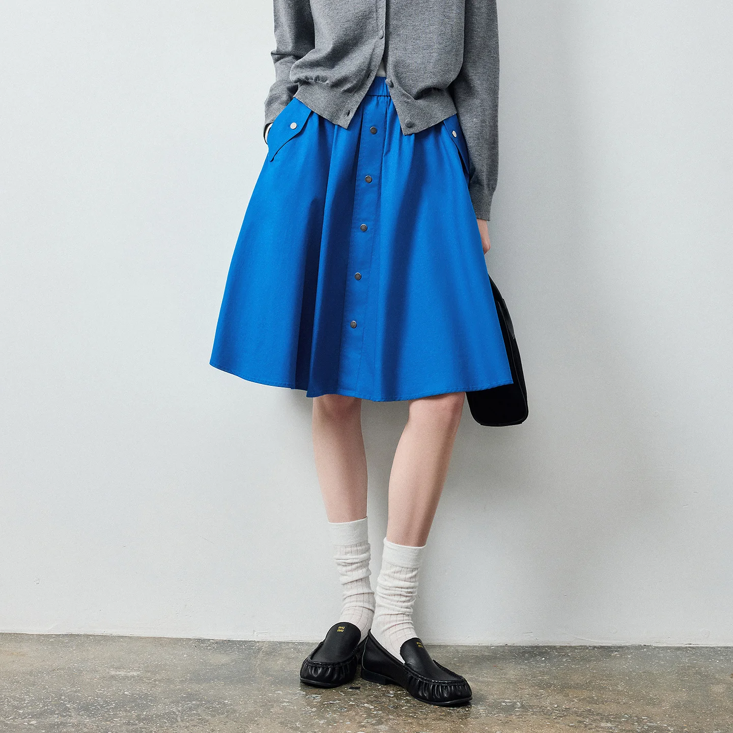 TOYOUTH Women's High Waist Klein Blue A Line Skirt 2026 Fall New Arrival Single Breasted Slimming Hip Covering Workwear