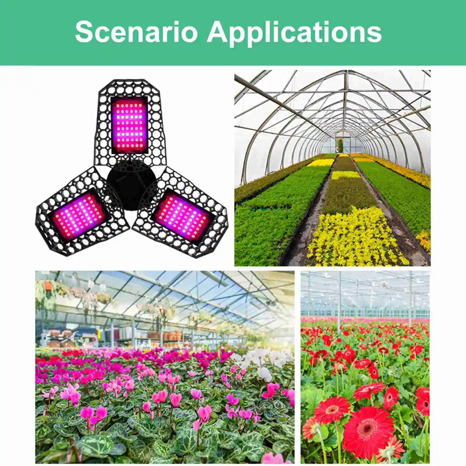 Lámpara LED de crecimiento de plantas ZK30, lámpara plegable de espectro rojo y azul para plantas, lámpara de cultivo de plántulas de invernadero de tres hojas, 108 cuentas