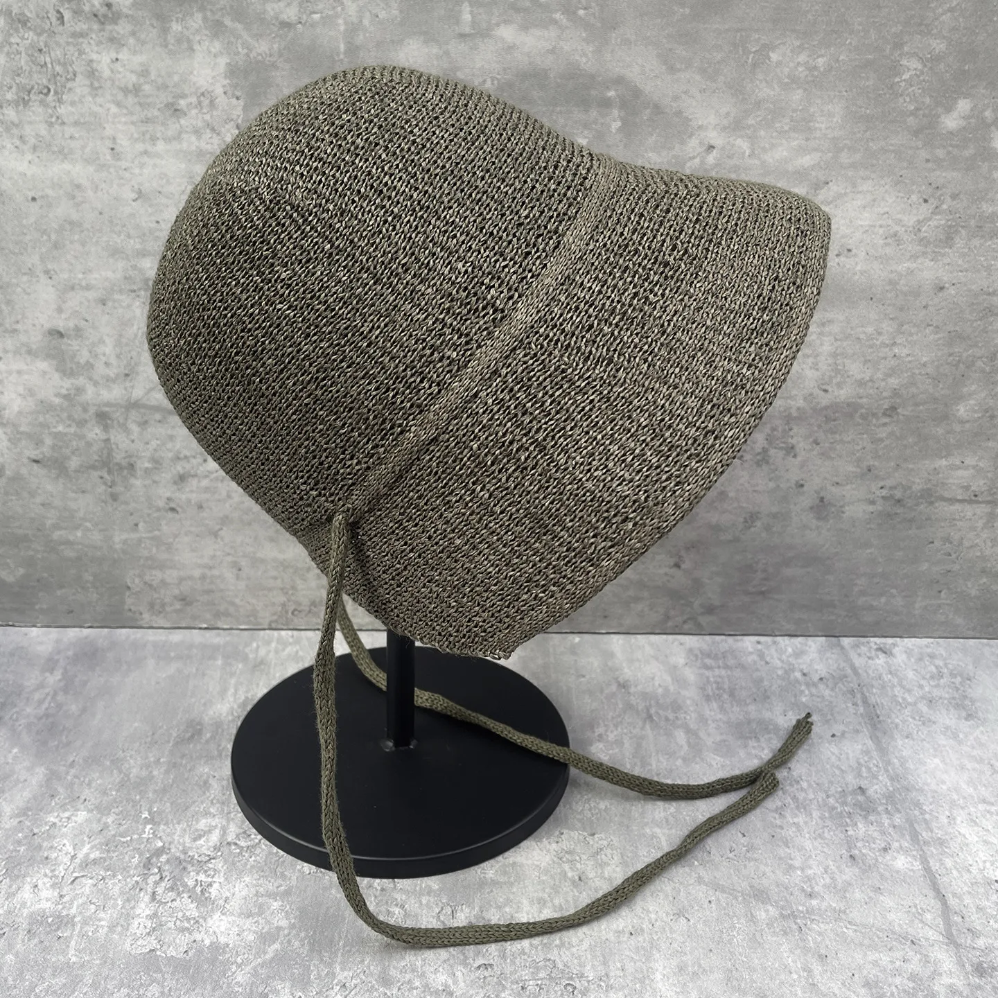 Vintage Knit Bucket Hat for Women, Spring Summer Breathable Slim Face Cap with Tie & Back Slit, Lolita Style