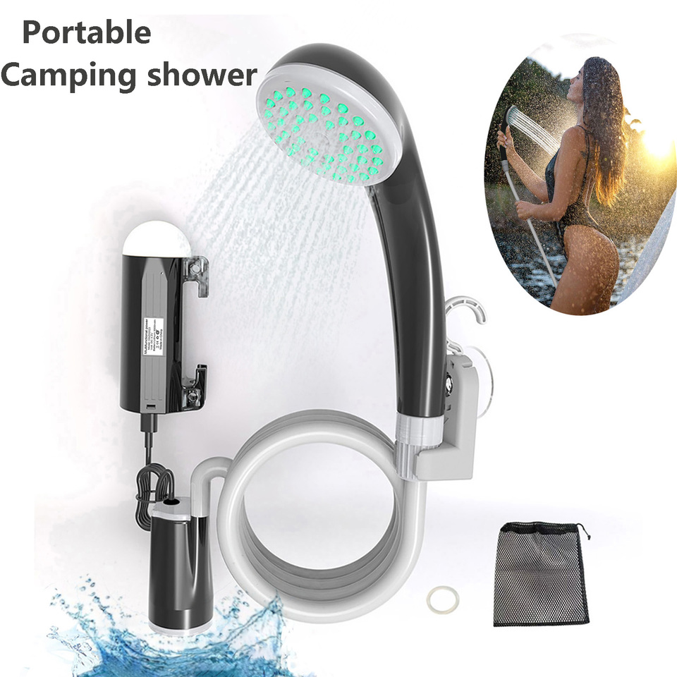  Camping shower ,Portable outdoor shower pump with LED lamp,IPX8 Waterproof ,Suitable for Camping,Hiking 