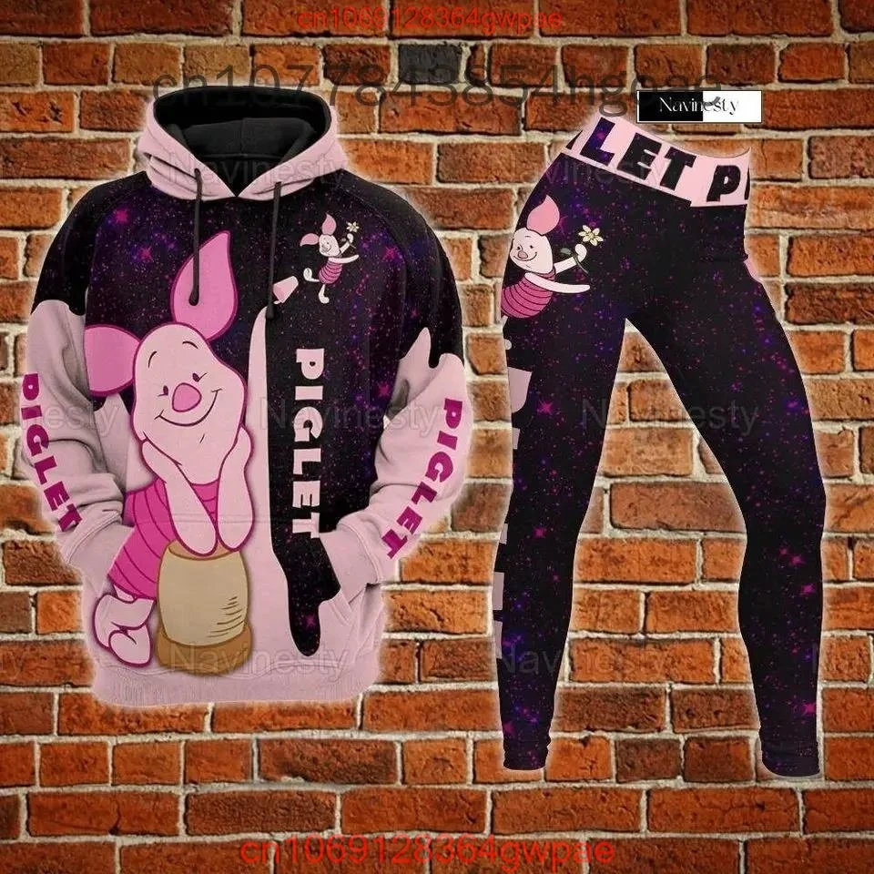 Disney Piglet 3D Women\'s Hoodie Leggings Set High Waist Yoga Pants Set Disney Mickey Yoga Leggings Hoodie Fashion Sports Suit