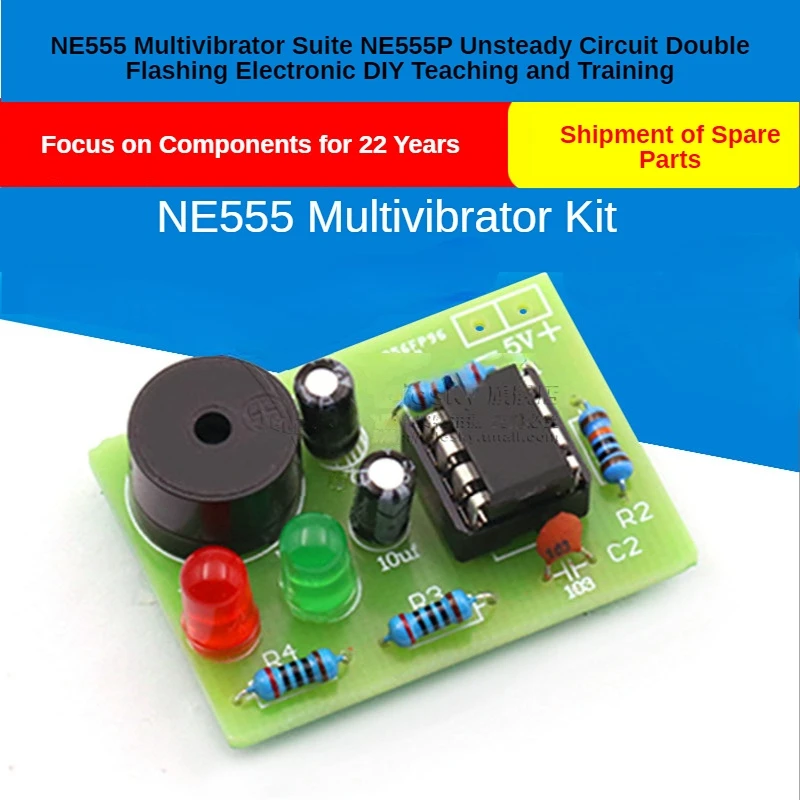 NE555 Multivibrator Suite NE555P Unsteady Circuit Double Flashing Electronic DIY Teaching and Training