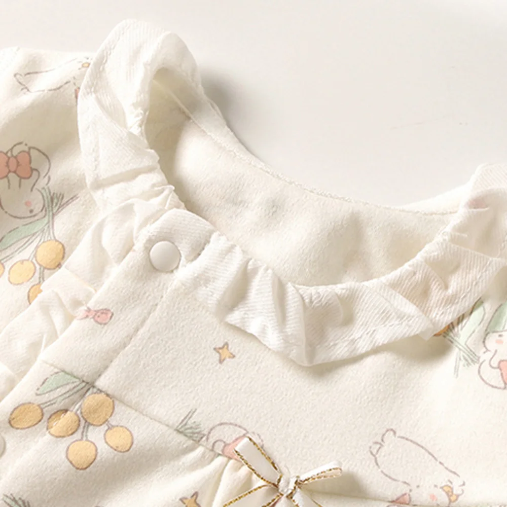 Baby Girl Christmas Romper Long Sleeve Floral Animal Print Baby Jumpsuits Spring Autumn Princess Infant Onesies Birthday Clothes