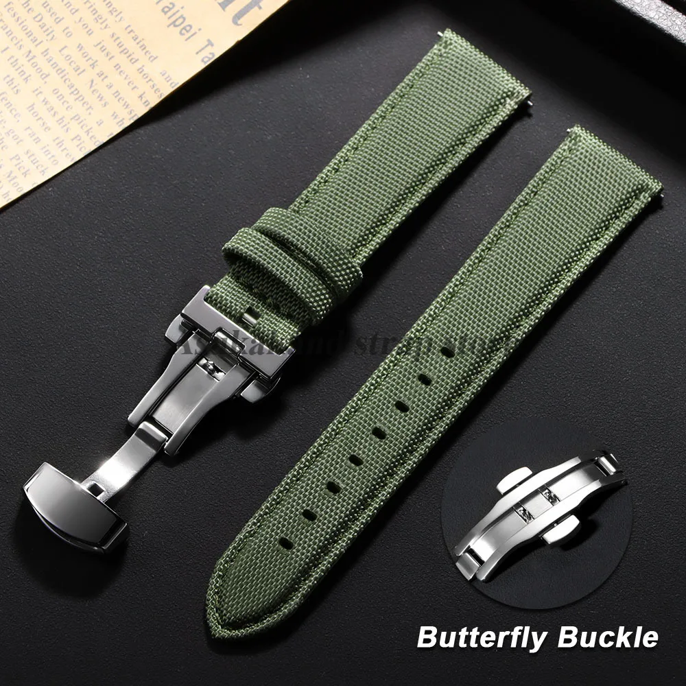 Cinturino in pelle di nylon da 20 mm per Huawei GT5/4/3/2 a sgancio rapido 22 mm per Samsung Galaxy7/6/5/4 per cinturino sportivo Swatch uomo donna