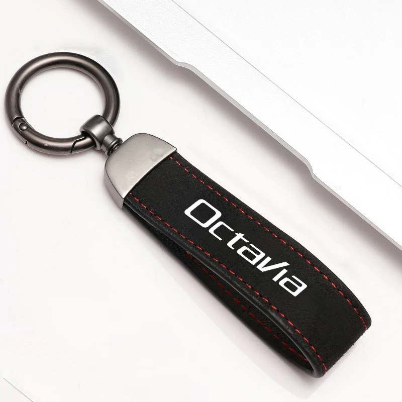 Suede Car Keychain Pendant Jewelry Keyring Men Gift For Skoda Octavia Fabia Rapid Superb Karoq Kodiaq Scala Kamiq Roomster Enyaq