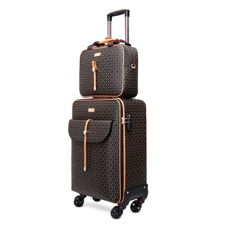 Set di valigie a mano retrò 16 "20" 24 "valigia da viaggio da donna con ruote Trolley Bag Fashion Luxury Brand Spinner Rolling bagagli