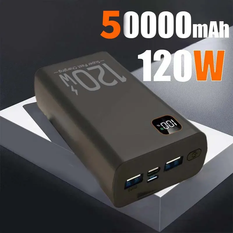 

100000mAh High Capacity Power Bank 120W Super Fast Charging Power Bank Portable Battery Charger For iPhone Samsung Huawei Xiaomi
