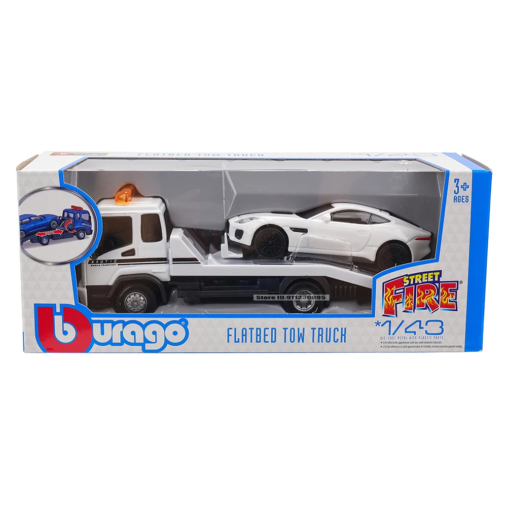 Bburago 1:43 Audi A6 F-TYPE Flatbed Tow Truck Alloy Luxury Vehicle Diecast Pull Back Cars Model Toy