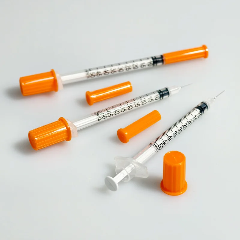 100PCS Disposable Health Care Syringe Fixed Attached Needle EO Sterile Individual Sealed Pack Clear Graduated Scale Single User