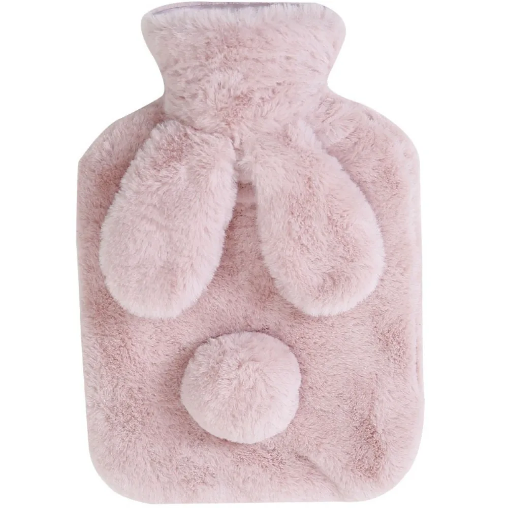 Reusable 400/500ml Plush Hot Water Bag Rabbit Shape Soft Cover Hot Water Bottle Keep Warm Hand Warmer Winter