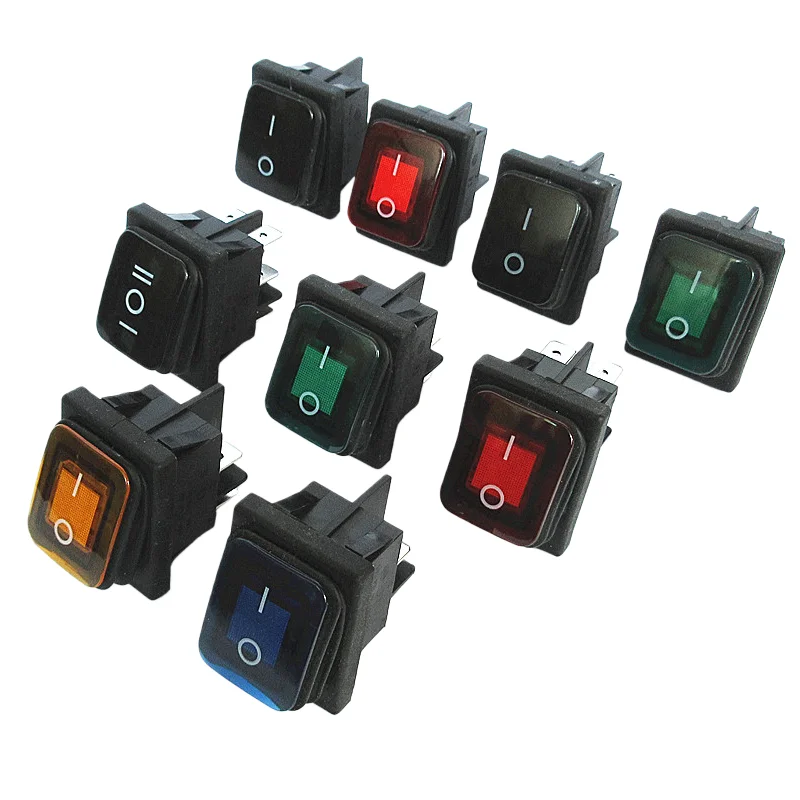 Waterproof  rocker switch, 2/3 position 4/6 pin rocker switch with light, large silver contact copper pin kcd4Waterproof version