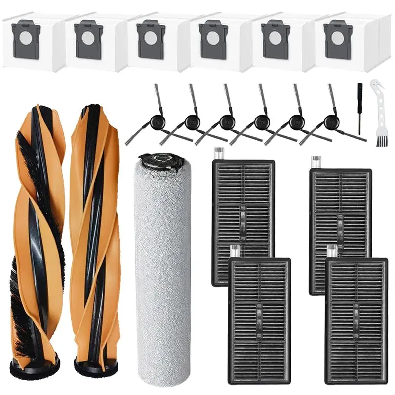 A005-Dust Bag Replacement Kit- Main Brush Roller Mop Side Brush Filter 21PCS For Dreame Mova Z60 Ultra Robot Vacuum Cleaner
