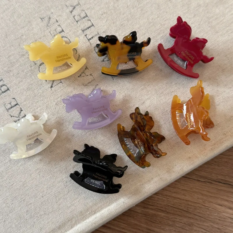 

Винтажный ацетатный маленький коготь для волос 4 см, зажим для боковой челки, аксессуары для волос, ретро-укладка волос в форме лошади, зажим в форме акулы