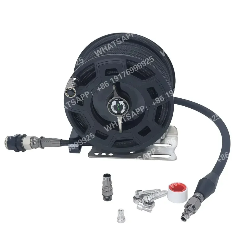 Durable All-Terrain Air Drum Inflator Tool Manual Crank 220 psi Max Pressure Built Last Rugged Construction 7m/12m Hose Reel