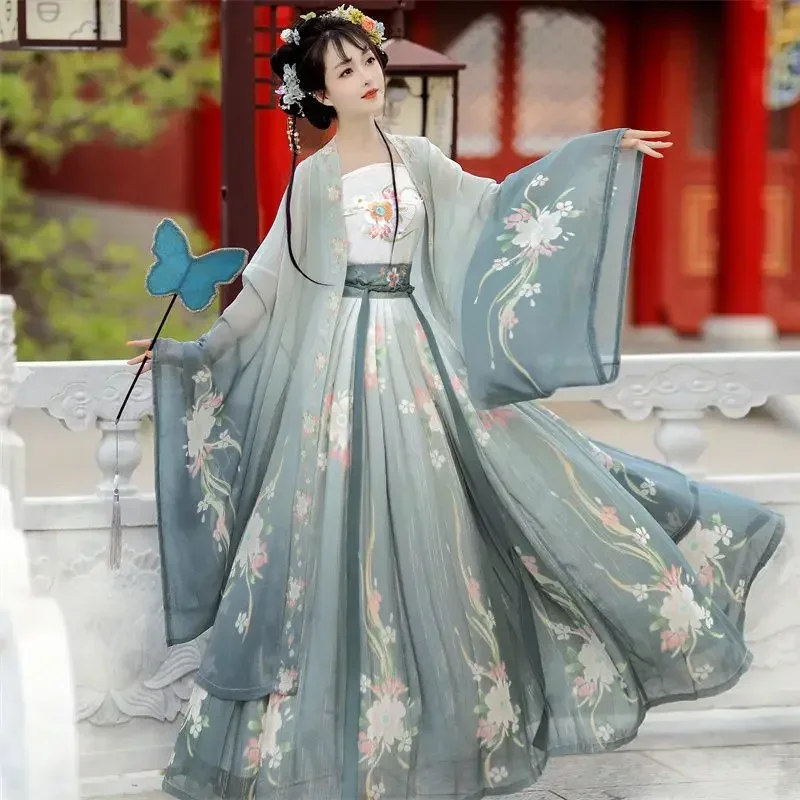 Vestido tradicional Hanfu chino para mujer, traje de Hada de baile bordado antiguo, Cosplay, conjunto de falda Femenina de la dinastía Tang