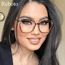 Oversized Anti Blue Light Glasses Frame For Women Luxury Polygon Ladies Eyewear Square Metal Optical Computer Eyeglasses