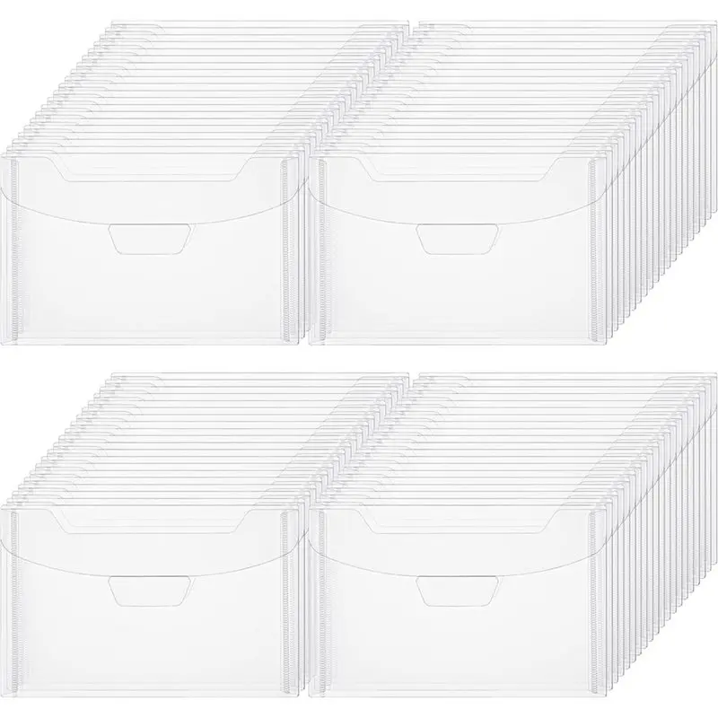 

60 шт. 5X7 "прозрачные пластиковые конверты с выдвижной застежкой, закрывающиеся карманы для хранения фотографий, открыток, поделок своими руками