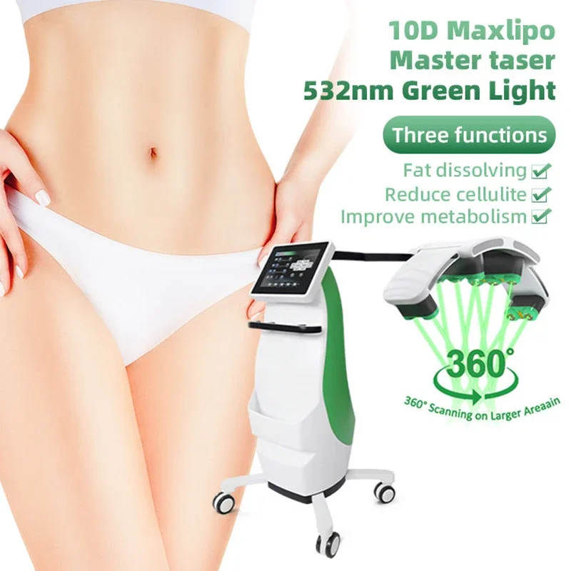 10D Maxlipo Cold Laser 532nm 635nm Cellulite Reduction Body Slimming Lazer Weight Loss Machine Green Laser Lamp