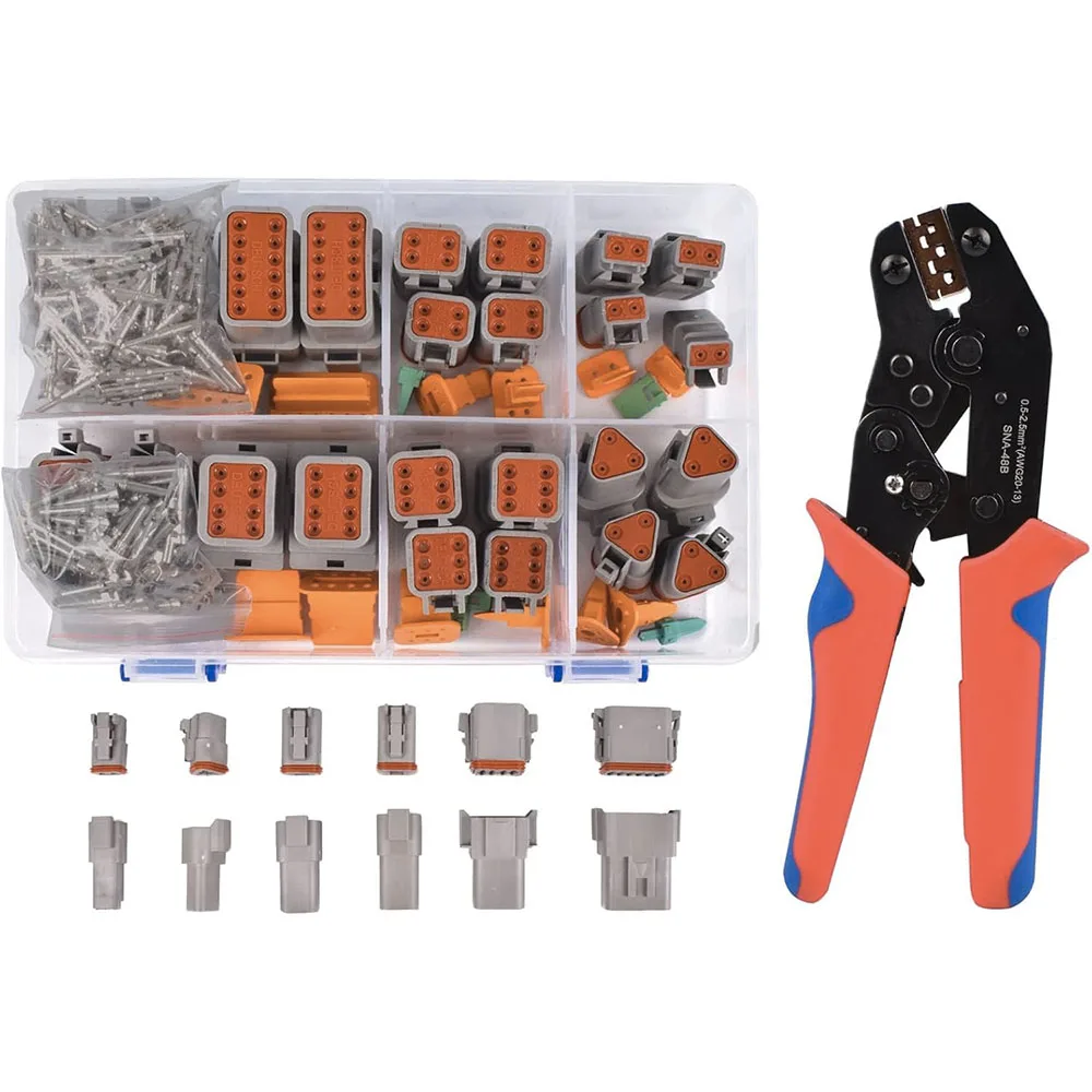 

Комплект разъемов 174 шт. с храповым механизмом для обжима проводов, 2, 3, 4, 6, 8, 12-контактные разъемы, автомобильные электрические разъемы