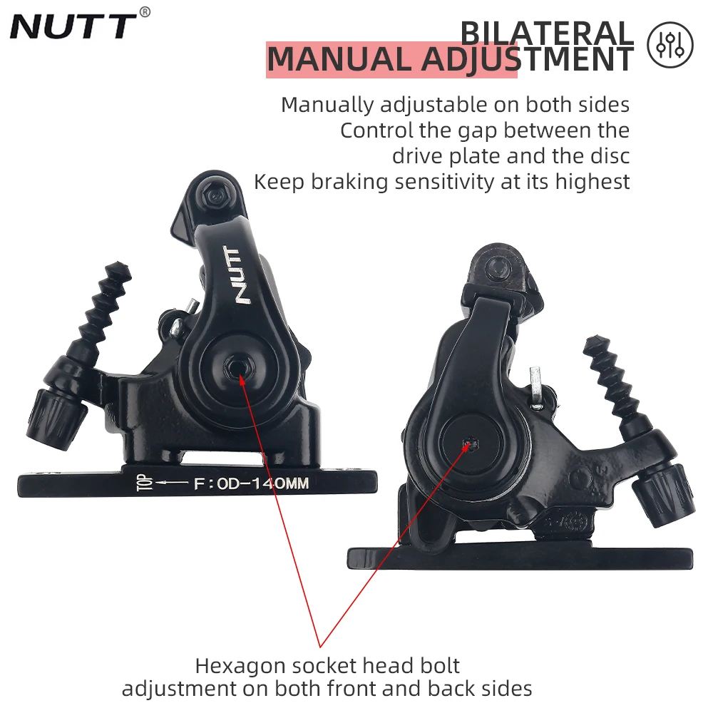 NUTT S7T Road Bike Line Pull Disc Brake Caliper Front Rear 160/140mm Flat Mount Mechanical Disc Brake HS1 G3 Rotor Bicycle Parts